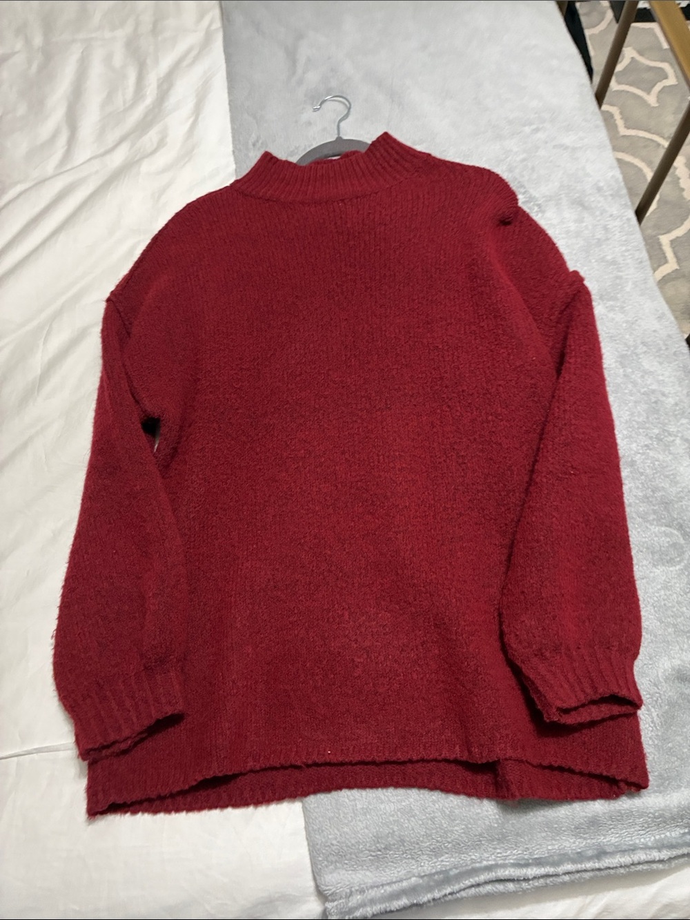 Women's Wine Red Turtleneck Pullover Sweater